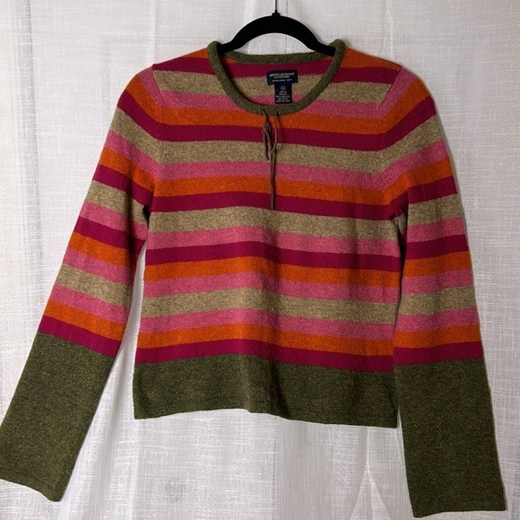 Y2K American Eagle Outfitters,Lambswool sweater,pull over,striped,boho EC - Picture 3 of 14